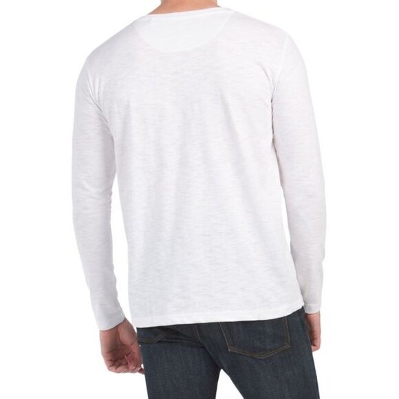 BLUE BLACK Long Sleeve Solid Slub Henley Top Men Size L - Picture 2 of 2